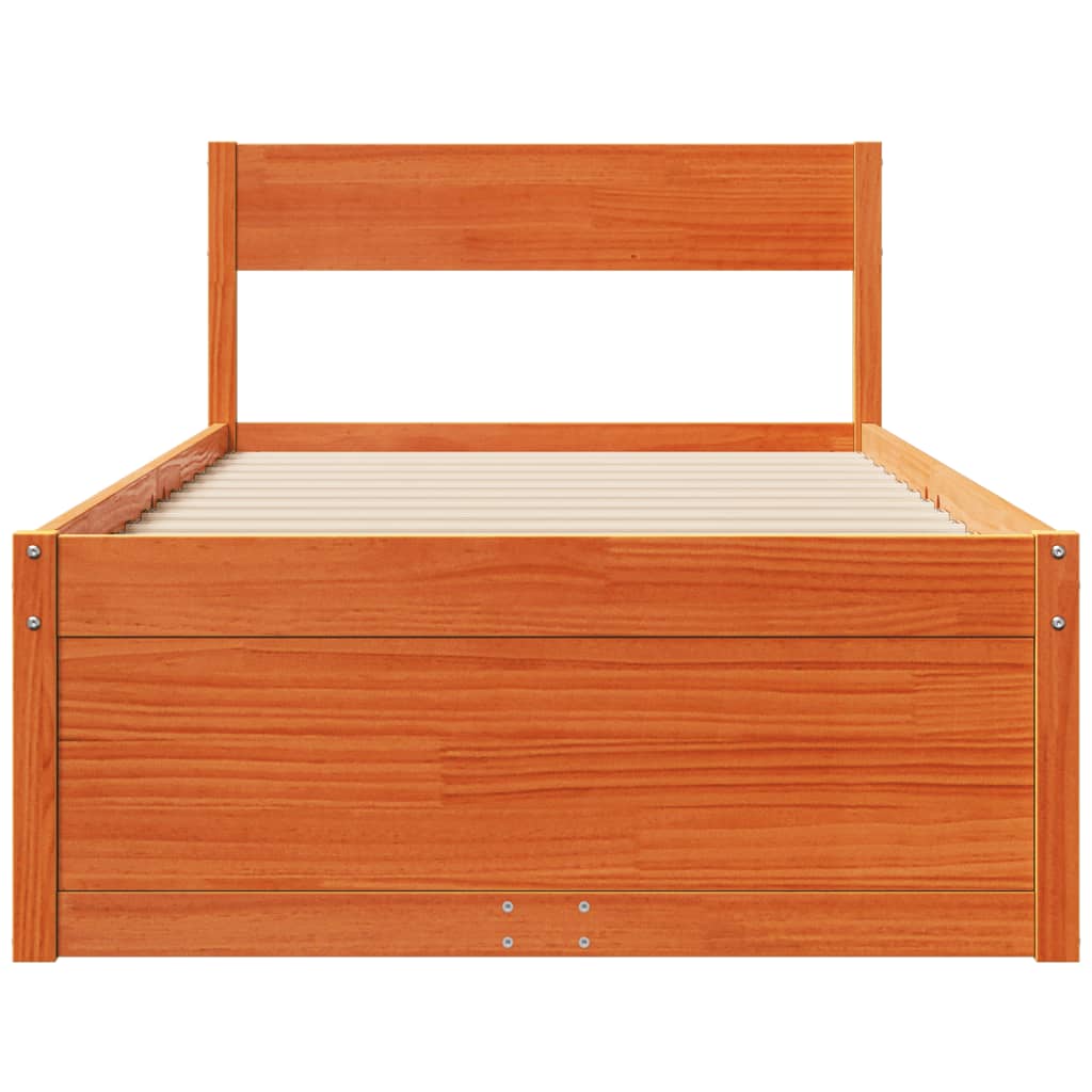 Sengeramme uten madrass voksbrun 75x190 cm heltre furu