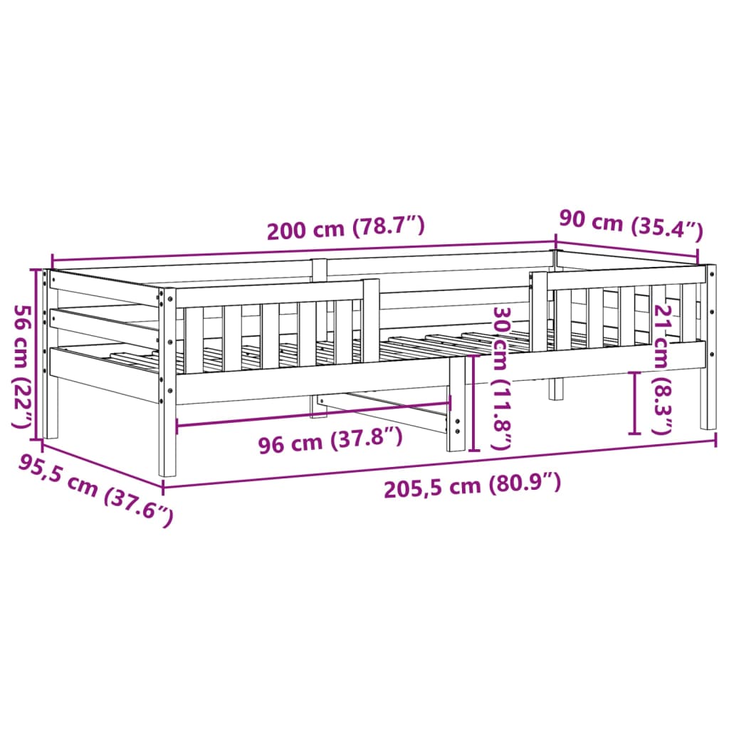 Sengeramme uten madrass 90x200 cm heltre furu