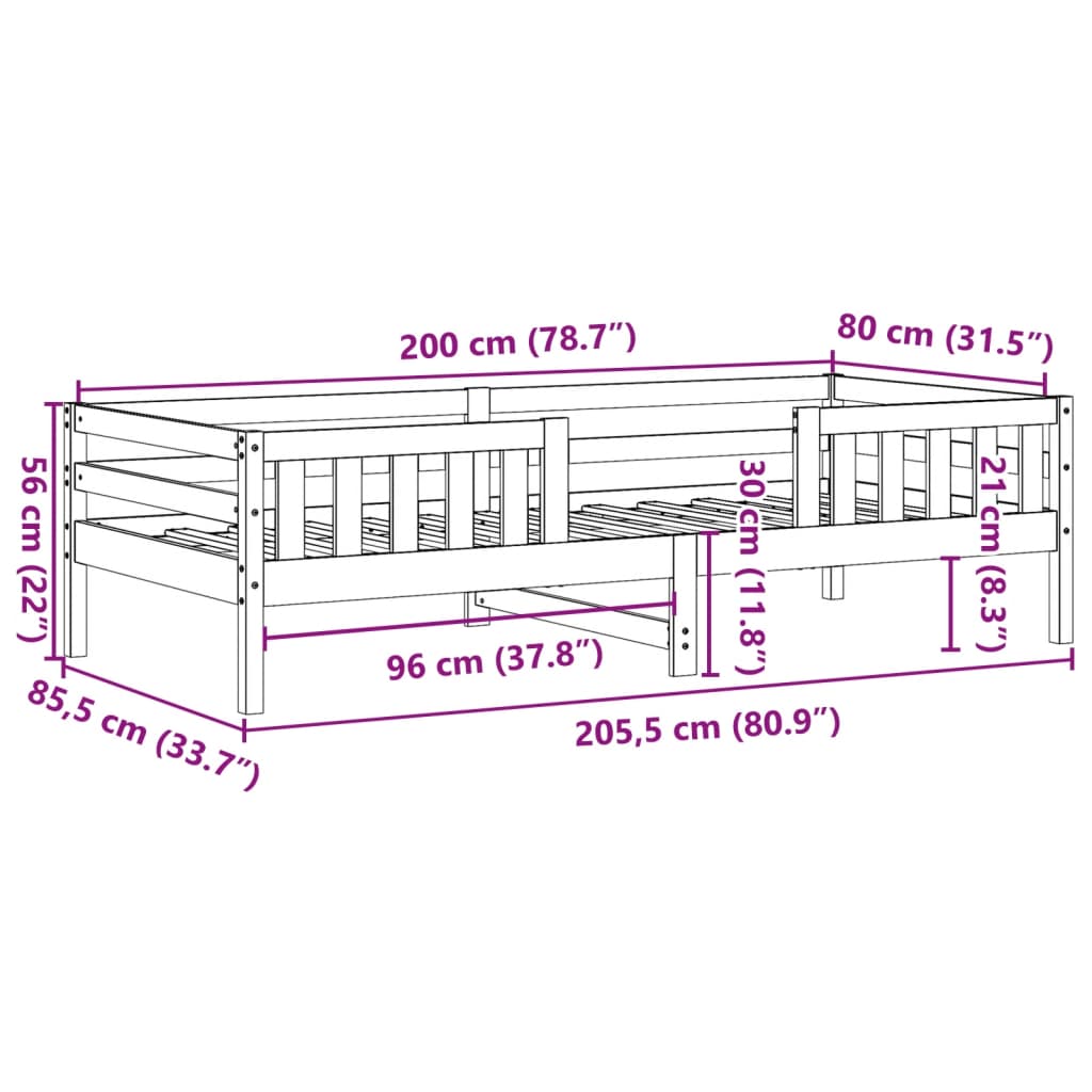 Sengeramme uten madrass 80x200 cm heltre furu
