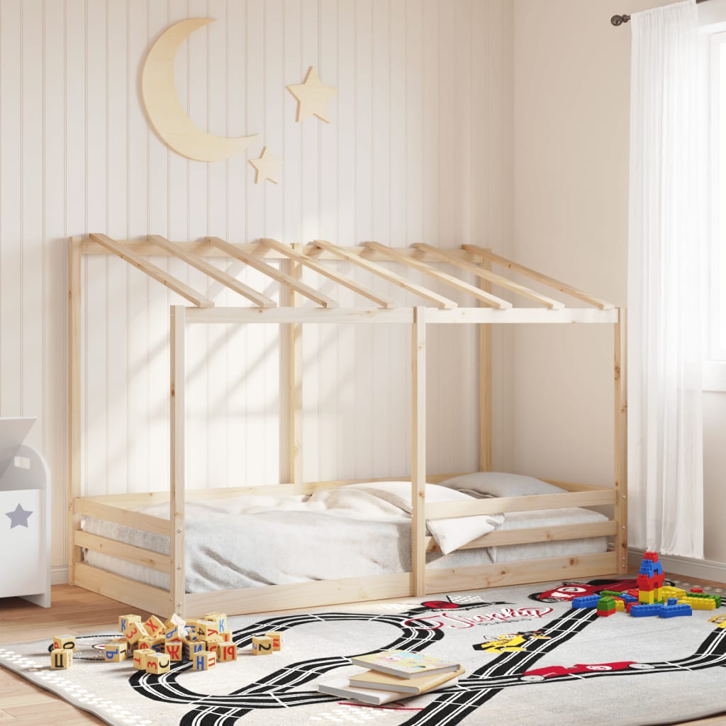 Barneseng med tak hvit 80x200 cm heltre furu
