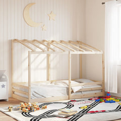 Barneseng med tak hvit 80x200 cm heltre furu