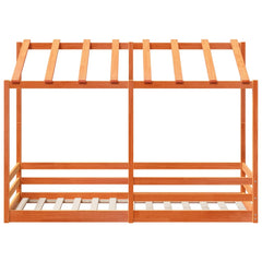 Barneseng med tak voksbrun 90x190 cm heltre furu