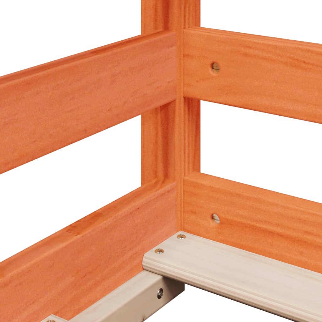 Barneseng med tak voksbrun 90x190 cm heltre furu
