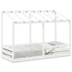 Barneseng med tak hvit 75x190 cm heltre furu