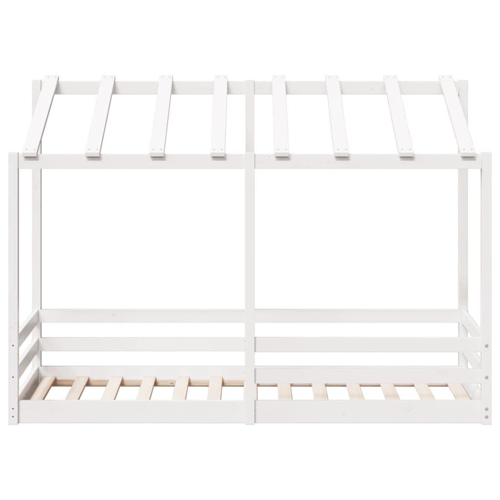 Barneseng med tak hvit 75x190 cm heltre furu