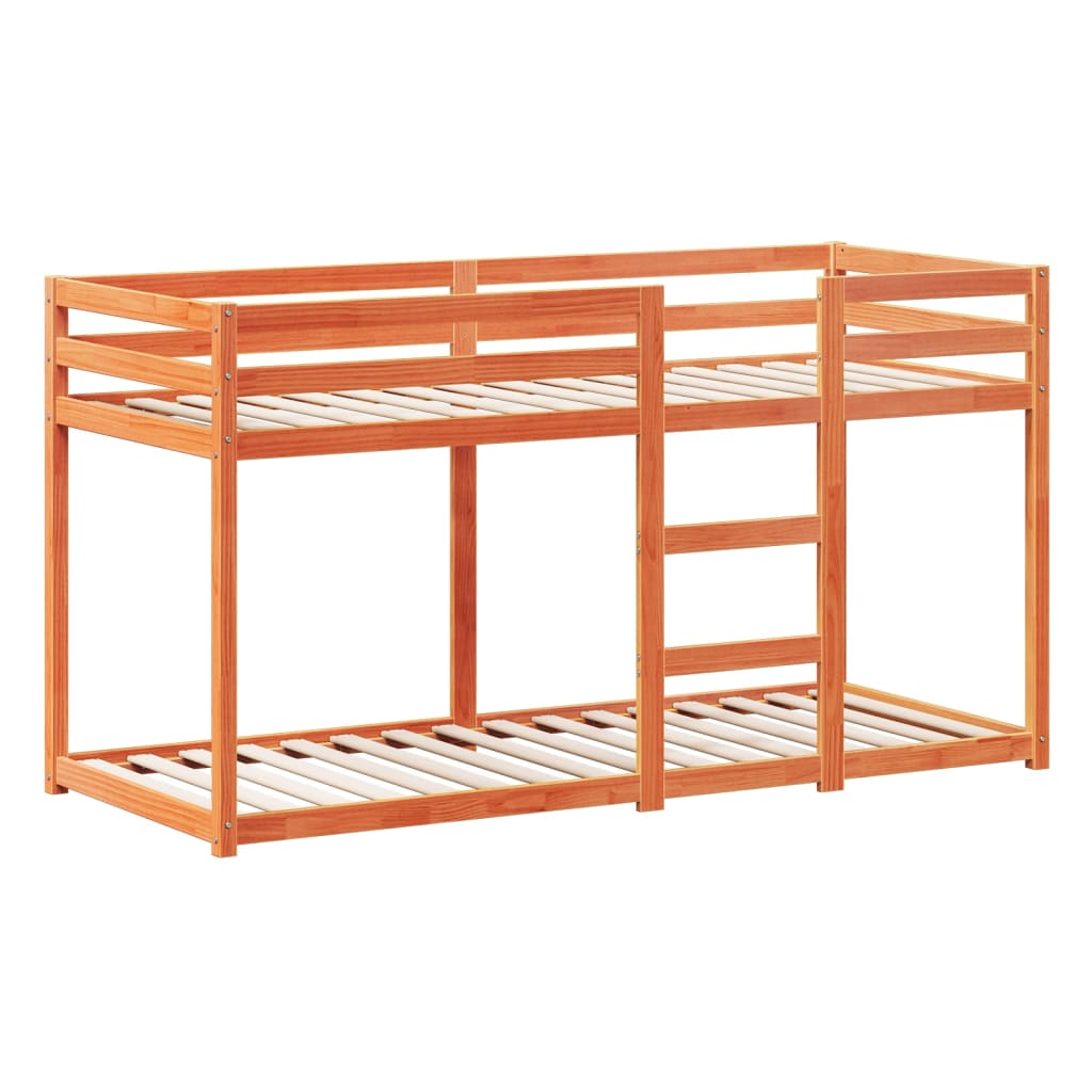 Barneseng med tak voksbrun 80x200 cm heltre furu