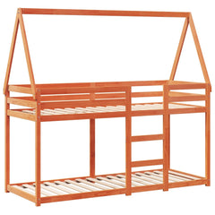 Barneseng med tak voksbrun 80x200 cm heltre furu