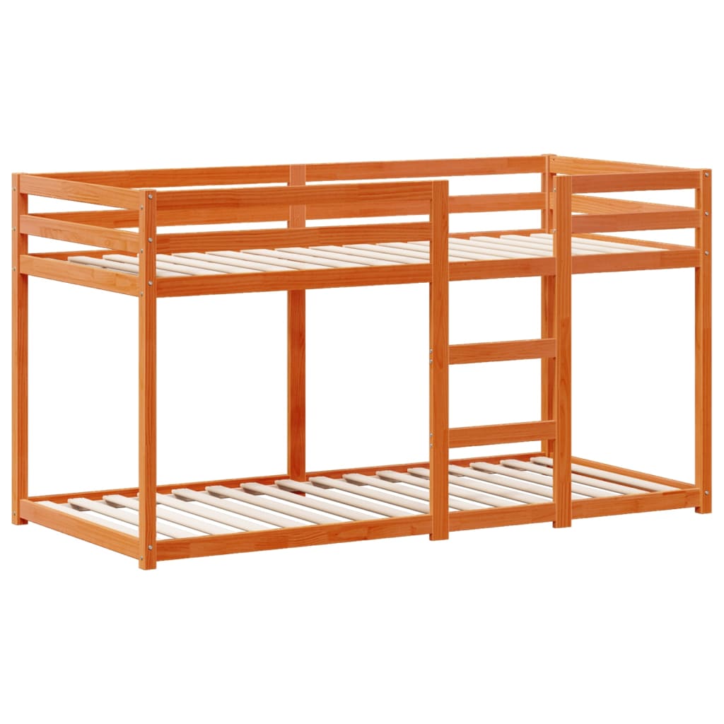 Barneseng med tak voksbrun 80x200 cm heltre furu