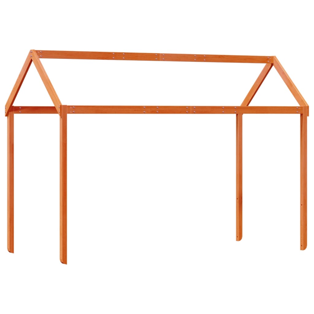 Barneseng med tak voksbrun 80x200 cm heltre furu