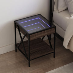 Salongbord med Infinity LED brun eik 40x40x49 cm