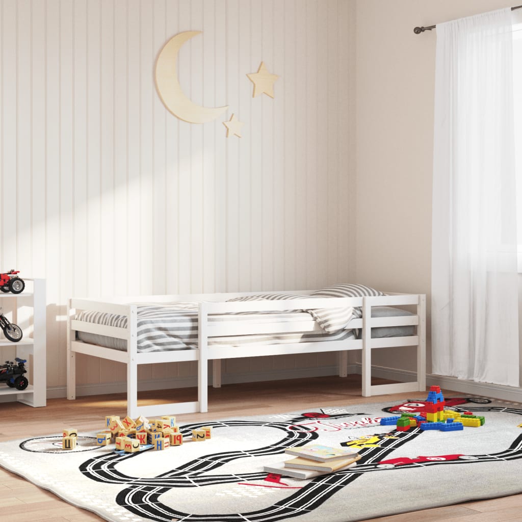 Sengeramme for barn hvit 75x190 cm heltre furu