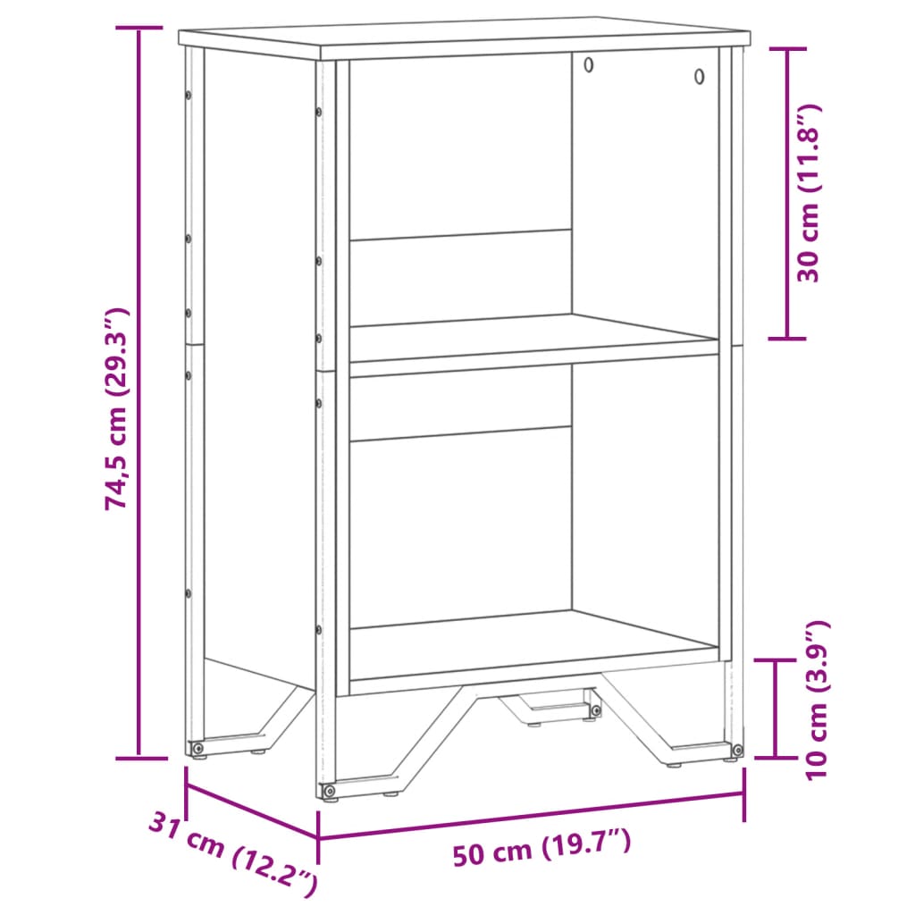 Bokhylle røkt eik 50x31x74,5 cm konstruert tre