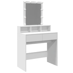 Sminkebord med LED hvit 80x41x144,5 cm