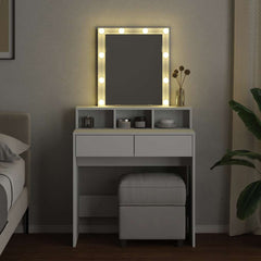Sminkebord med LED hvit 80x41x144,5 cm
