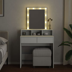 Sminkebord med LED hvit 80x41x144,5 cm