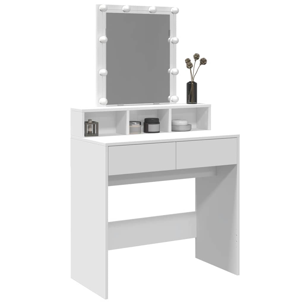 Sminkebord med LED hvit 80x41x144,5 cm