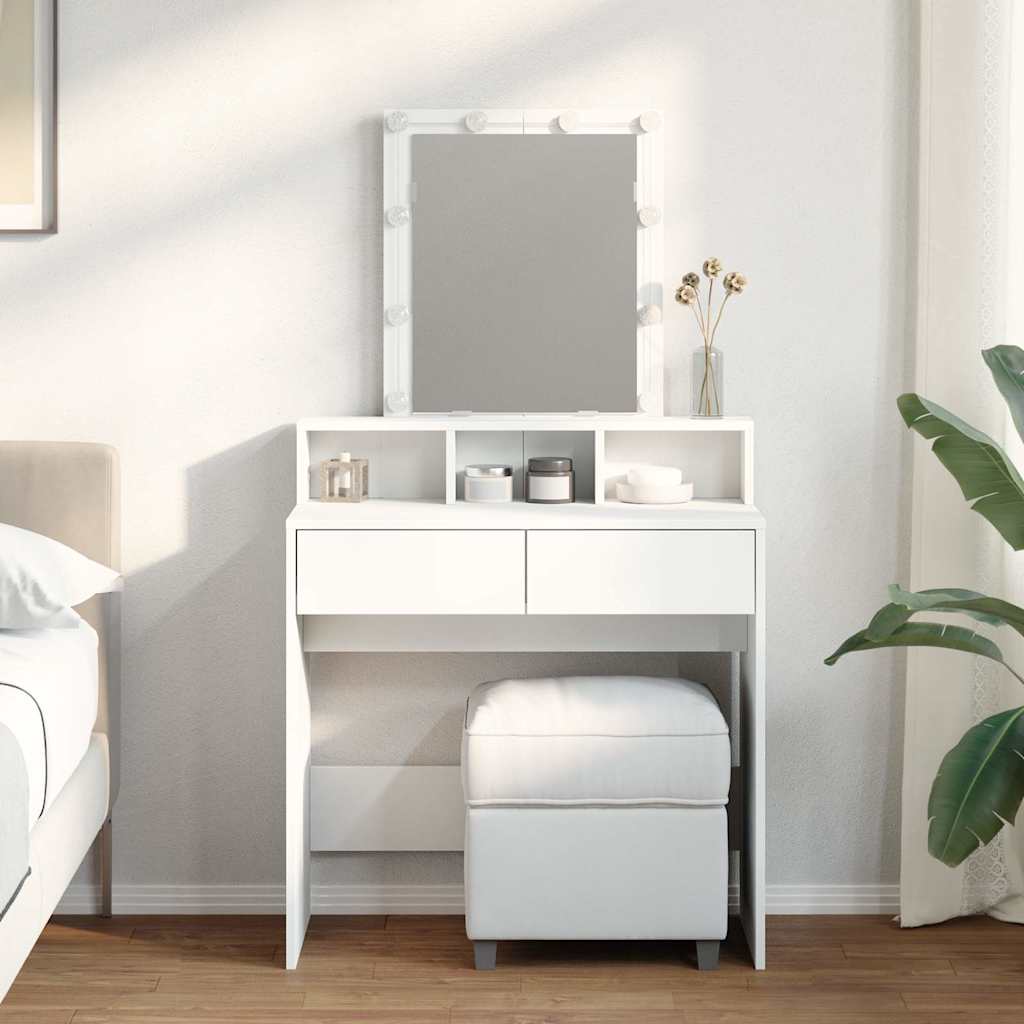 Sminkebord med LED hvit 80x41x144,5 cm