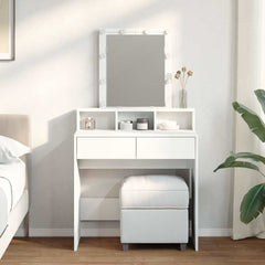 Sminkebord med LED hvit 80x41x144,5 cm
