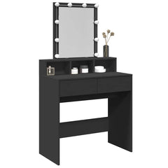 Sminkebord med LED svart 80x41x144,5 cm