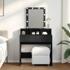 Sminkebord med LED svart 80x41x144,5 cm