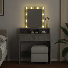 Sminkebord med LED betonggrå 80x41x144,5 cm