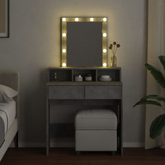 Sminkebord med LED betonggrå 80x41x144,5 cm