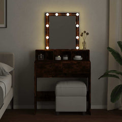 Sminkebord med LED røkt eik 80x41x144,5 cm