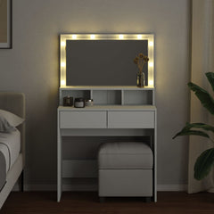 Sminkebord med LED hvit 80x41x134,5 cm