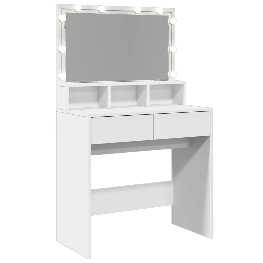 Sminkebord med LED hvit 80x41x134,5 cm