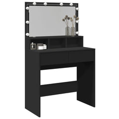 Sminkebord med LED svart 80x41x134,5 cm