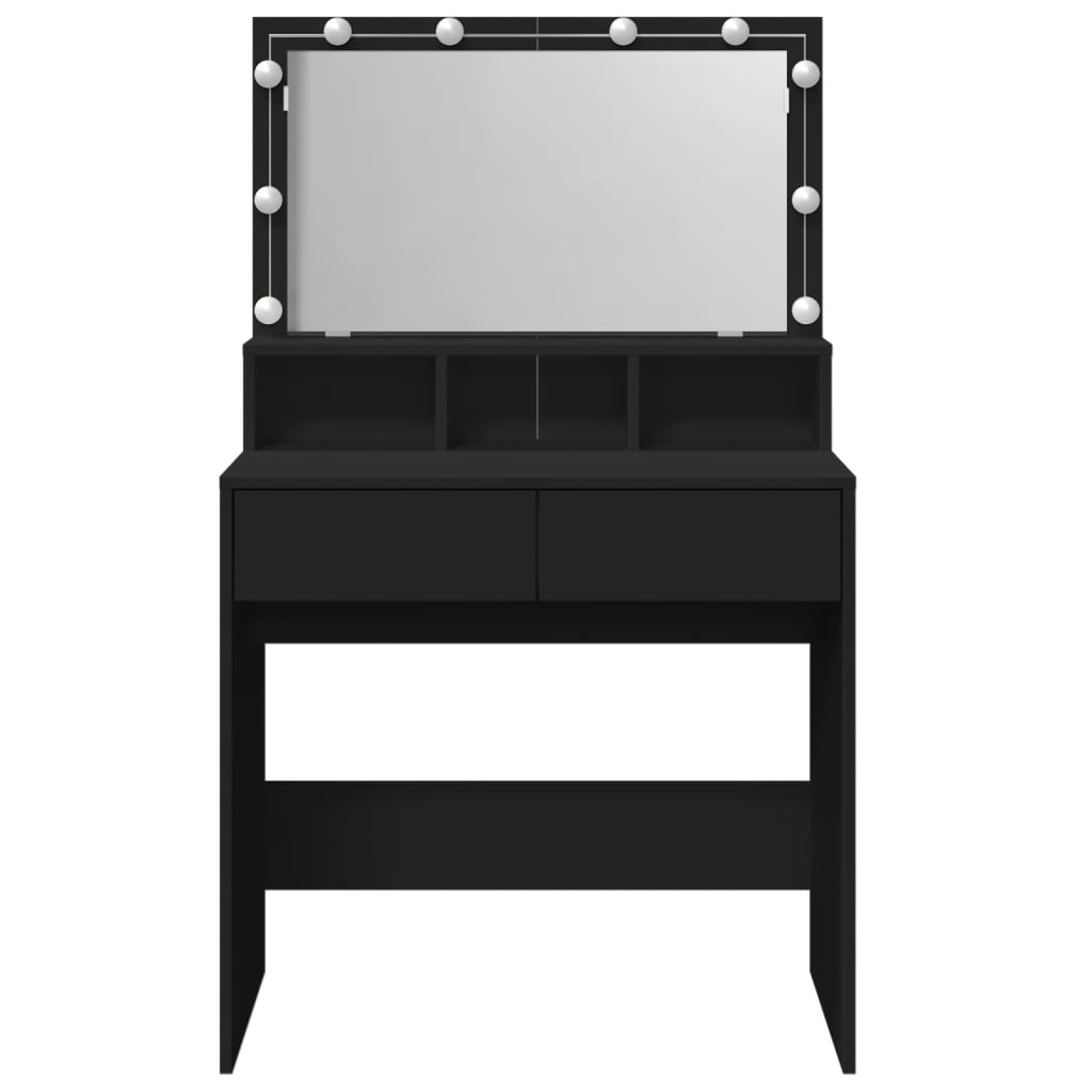 Sminkebord med LED svart 80x41x134,5 cm