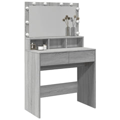 Sminkebord med LED grå sonoma 80x41x134,5 cm