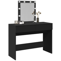 Sminkebord med LED svart 100x40x130 cm