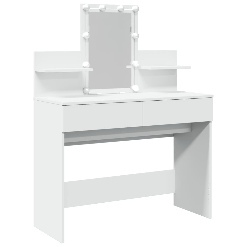 Sminkebord med LED hvit 100x40x130 cm
