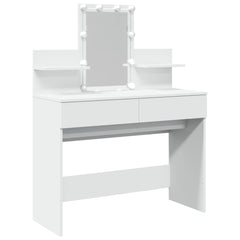 Sminkebord med LED hvit 100x40x130 cm