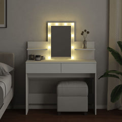 Sminkebord med LED hvit 100x40x130 cm