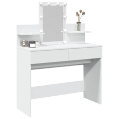Sminkebord med LED hvit 100x40x130 cm
