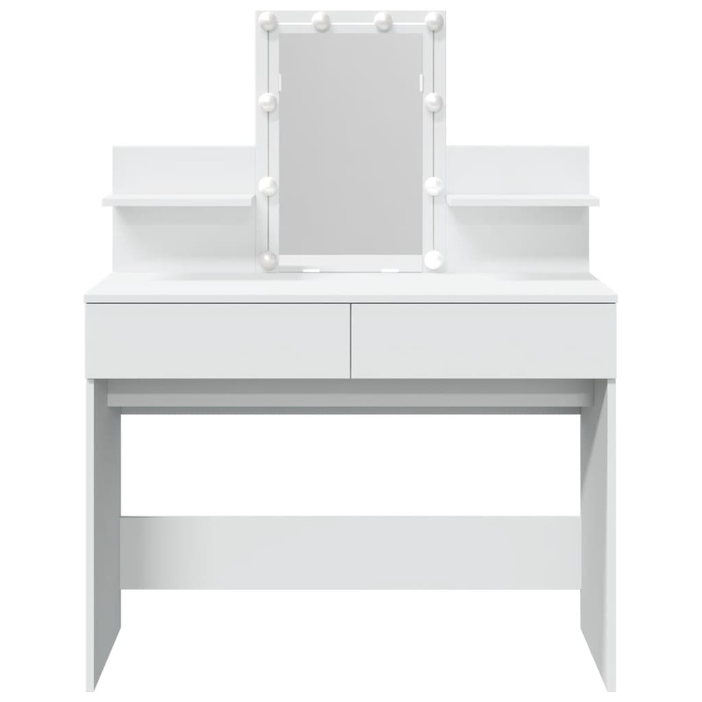 Sminkebord med LED hvit 100x40x130 cm