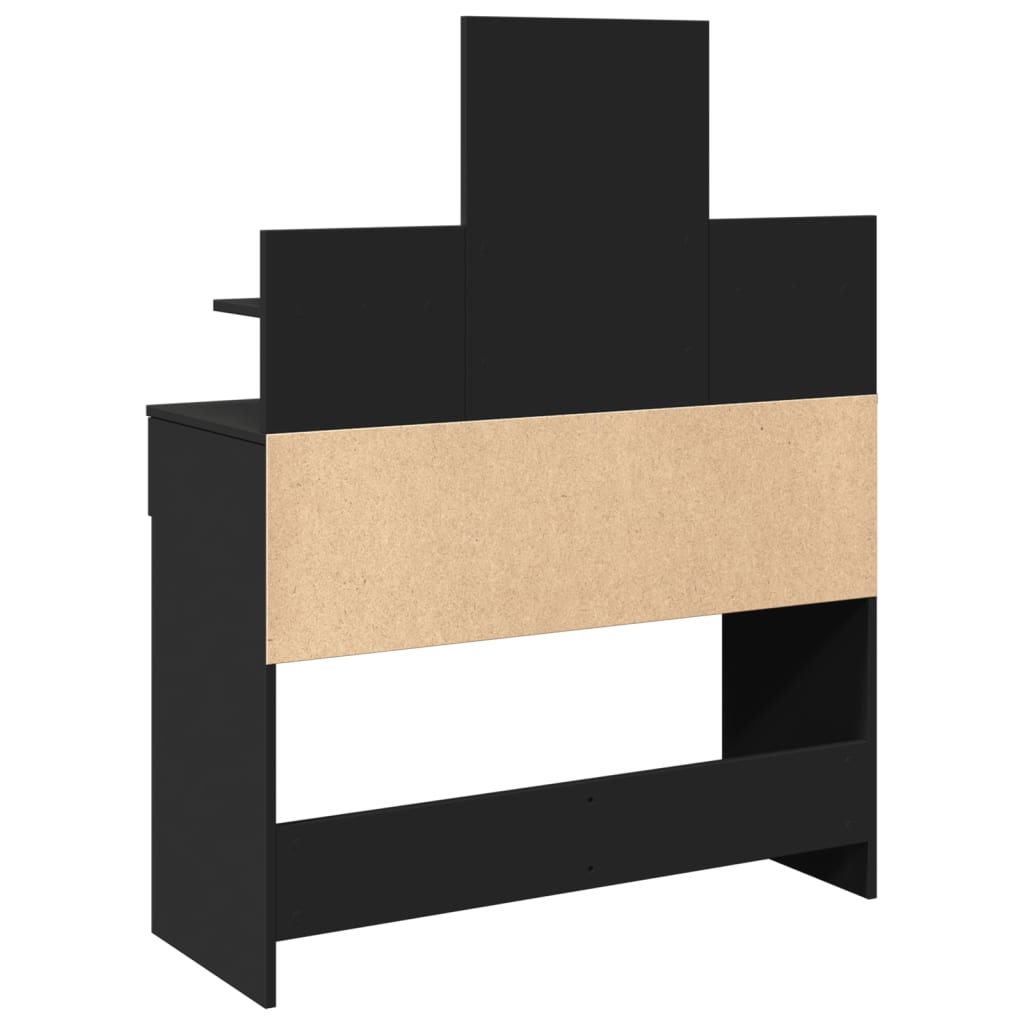 Sminkebord med LED svart 100x40x130 cm