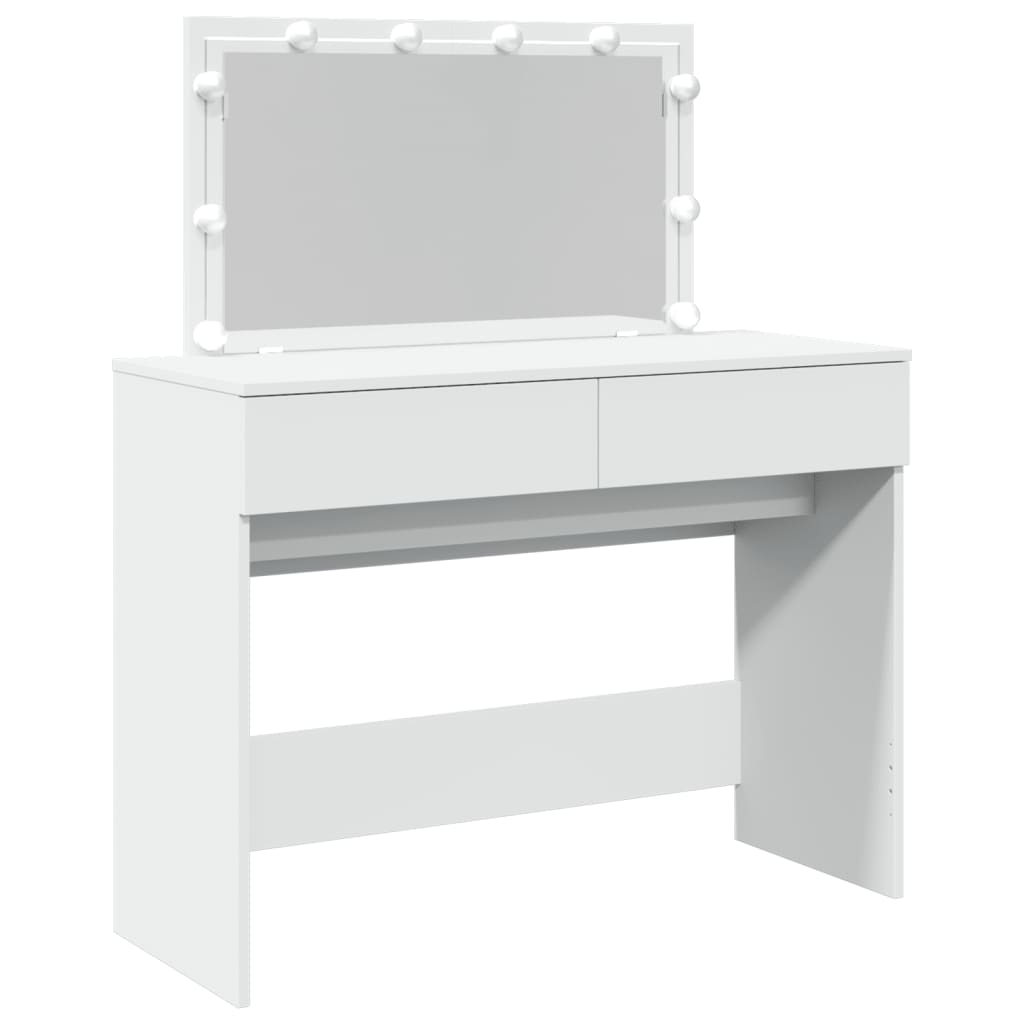 Sminkebord med LED hvit 100x40x120 cm