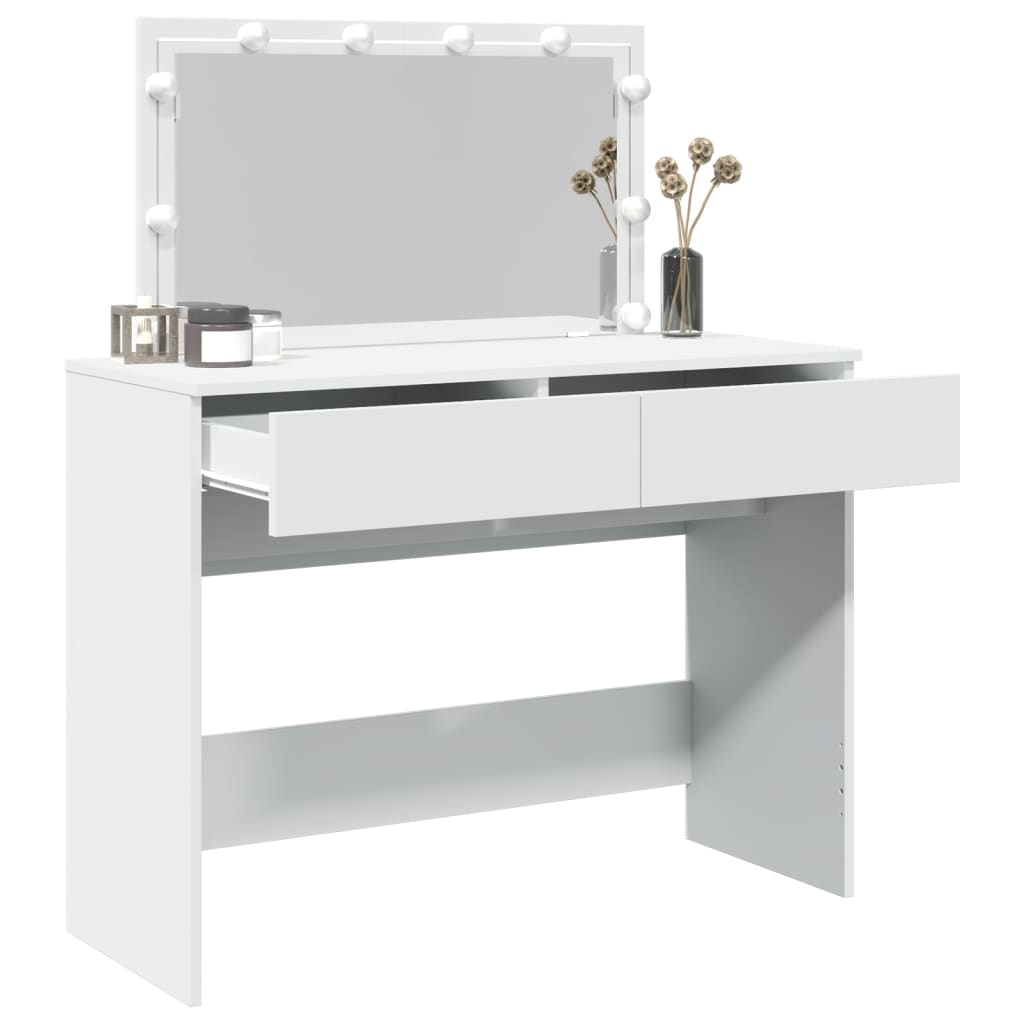 Sminkebord med LED hvit 100x40x120 cm