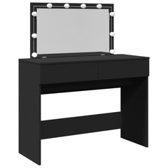 Sminkebord med LED svart 100x40x120 cm