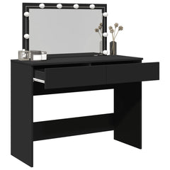 Sminkebord med LED svart 100x40x120 cm