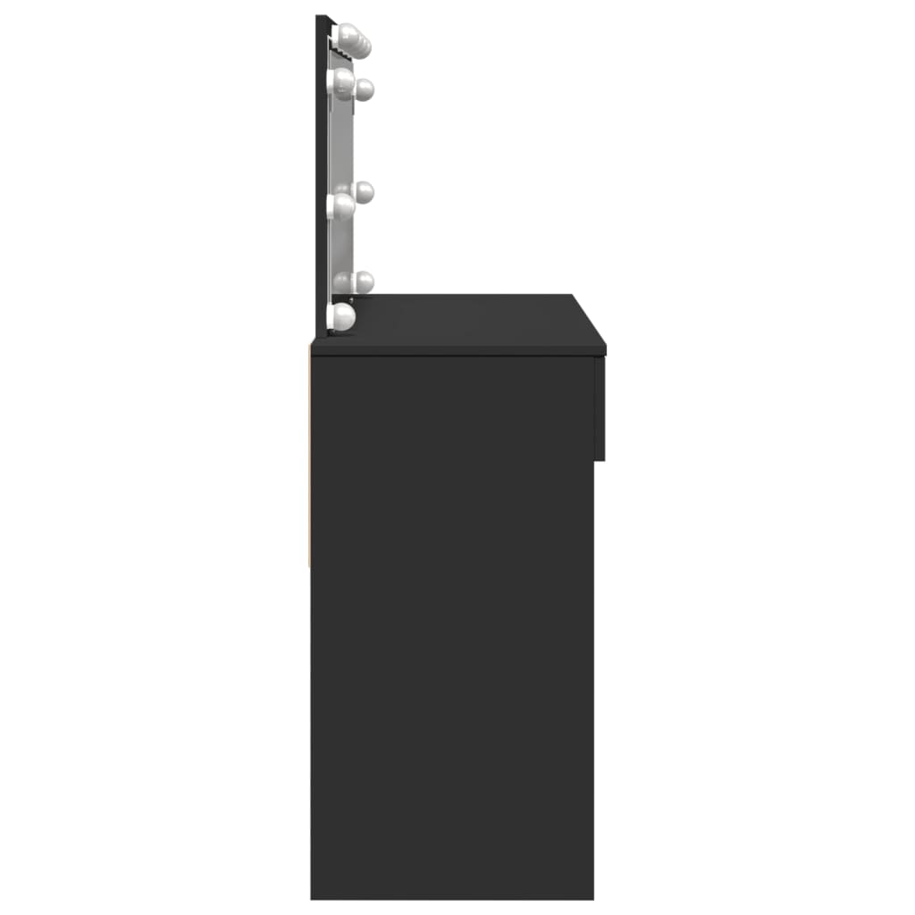 Sminkebord med LED svart 100x40x120 cm