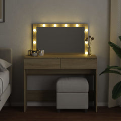 Sminkebord med LED sonoma eik 100x40x120 cm