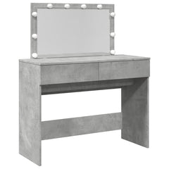Sminkebord med LED betonggrå 100x40x120 cm
