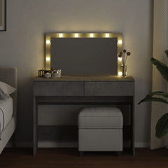 Sminkebord med LED betonggrå 100x40x120 cm
