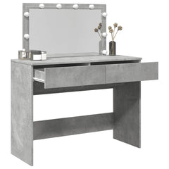 Sminkebord med LED betonggrå 100x40x120 cm