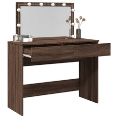 Sminkebord med LED brun eik 100x40x120 cm