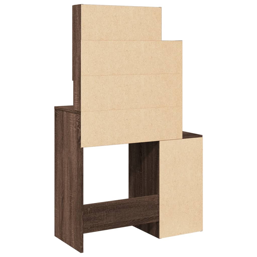 Sminkebord med skap brun eik 80x35x132 cm